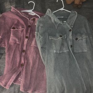 Bucketlist waffle knit shacket